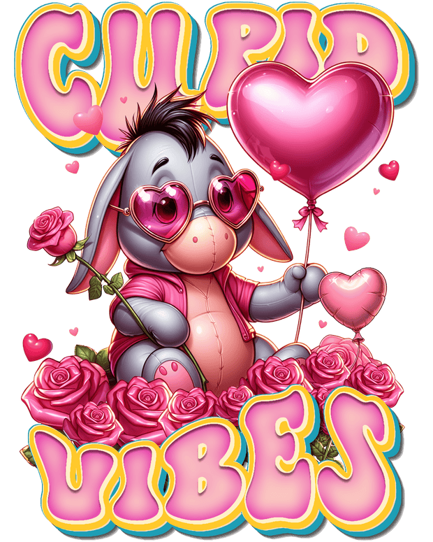Eeyore in Pink Valentine DTF (direct-to-film) Transfer