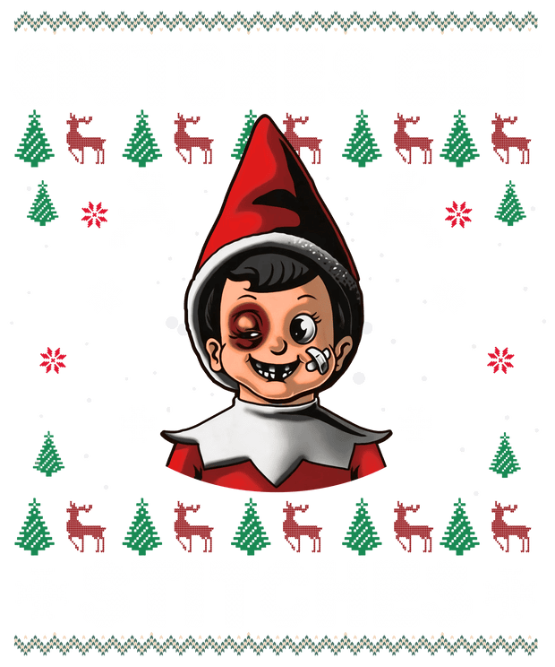 Elf Stitches and Reindeer Ugly Sweater DTF (direct-to-film) Transfer