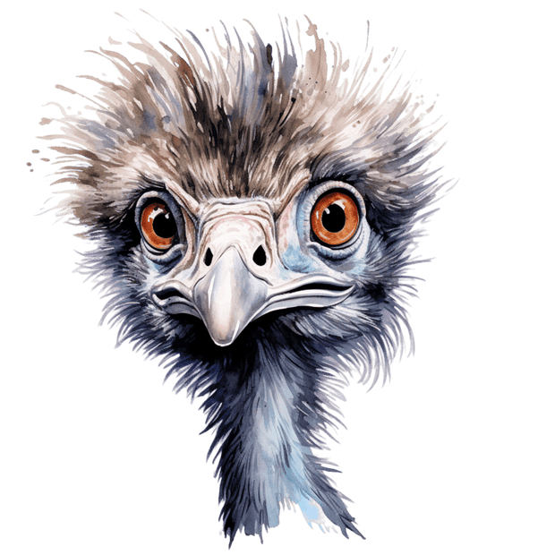 Emu Big Brown Eyes DTF (direct-to-film) Transfer