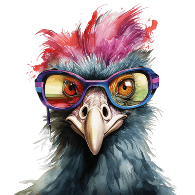 Emu in Colorful Shades DTF (direct-to-film) Transfer