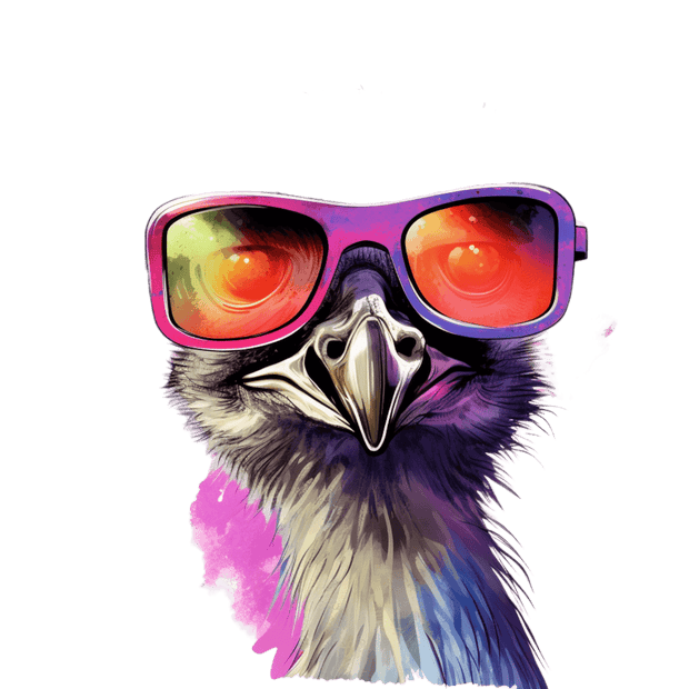 Emu in Purple Shades DTF (direct-to-film) Transfer