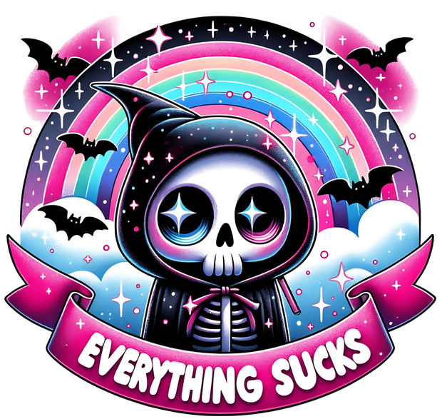 Everything Sucks Bats & Rainbow DTF (direct-to-film) Transfer