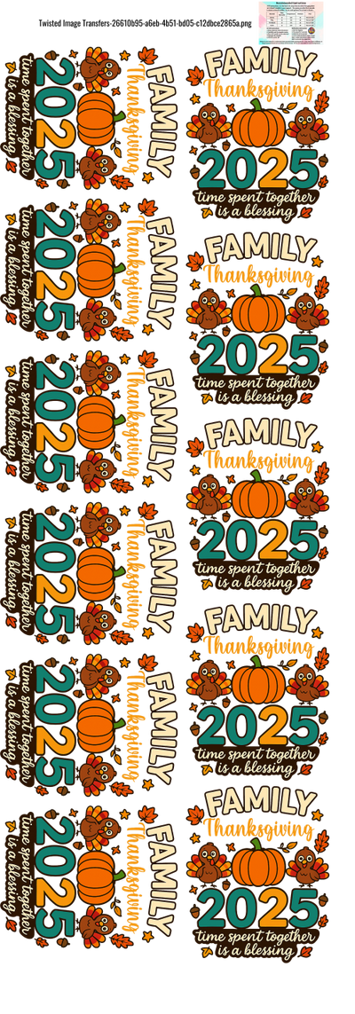 Family Thanksgiving 2025 60x22" DTF Ready to Ship Gang Sheet