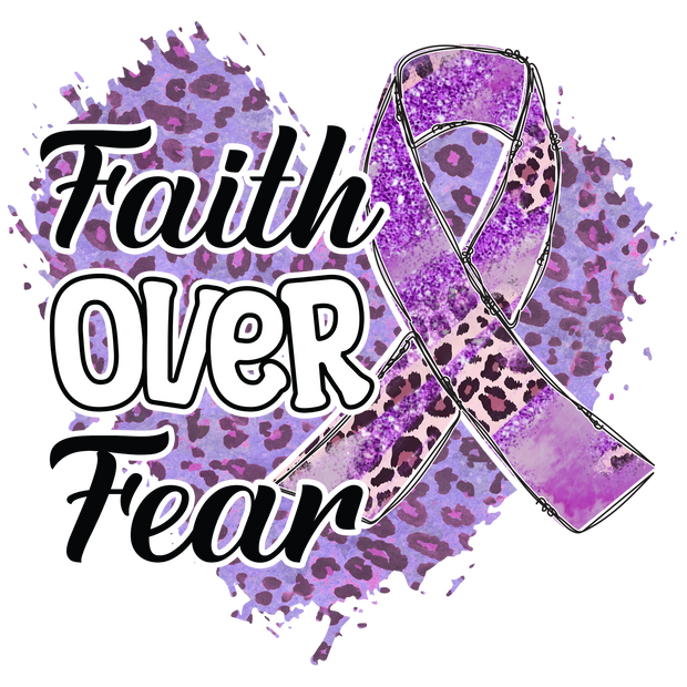 Faith Over Fear Leopard Print Alzheimer's DTF (direct to film) Transfer