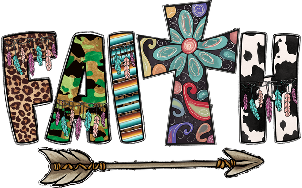 Faith with Camo A DTF (direct-to-film) Transfer