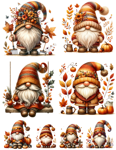 Fall Gnomes II Mini DTF Transfer Gang Sheet