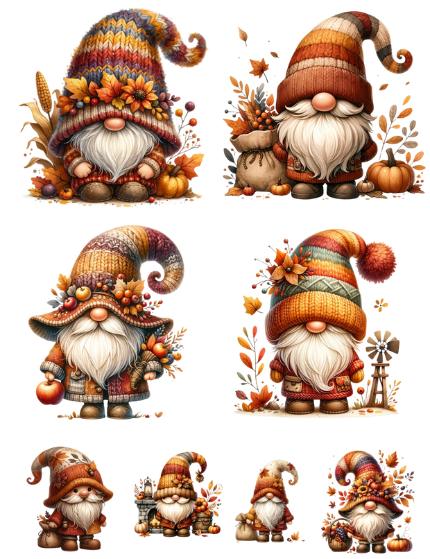 Fall Gnomes III Mini DTF Transfer Gang Sheet