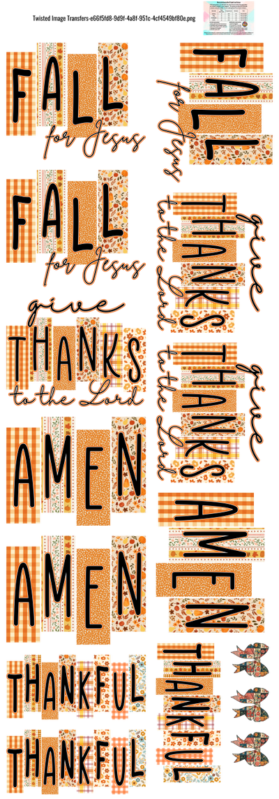 Fall Thanks Amen 60x22" DTF Ready to Ship Gang Sheet