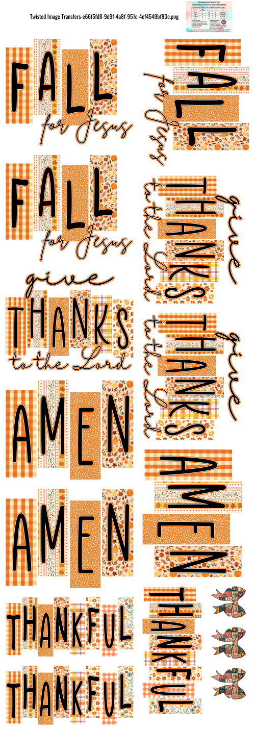 Fall Thanks Amen 60x22" DTF Ready to Ship Gang Sheet