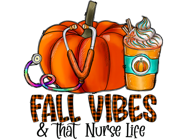 Fall Vibes Stethoscope DTF (direct-to-film) Transfer