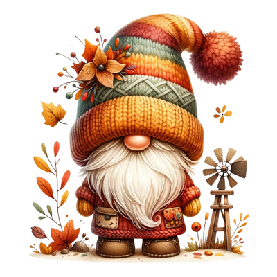 Festive Gnome 3 Fall Thanksgiving DTF (direct-to-film) Transfer