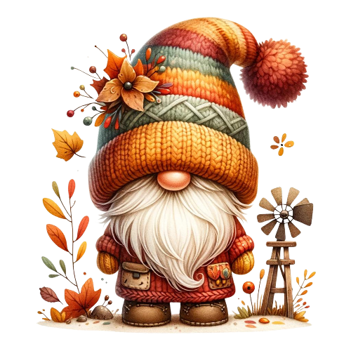 Festive Gnome 3 Fall Thanksgiving DTF (direct-to-film) Transfer