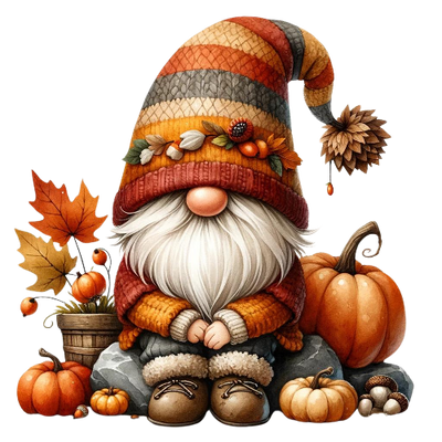 Festive Gnome 48 Fall Thanksgiving DTF (direct-to-film) Transfer