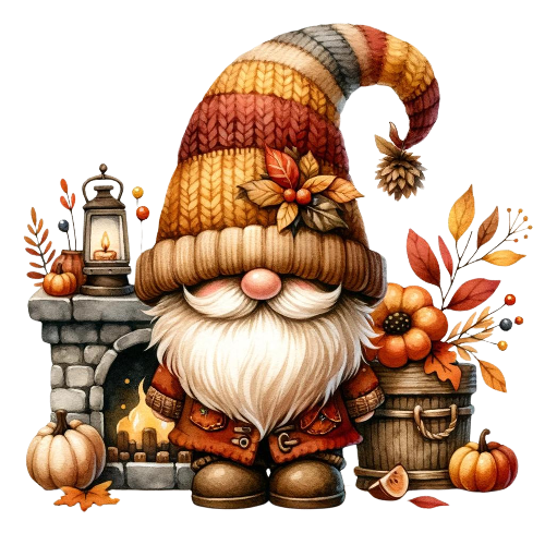 Festive Gnome 6 Fall Thanksgiving DTF (direct-to-film) Transfer