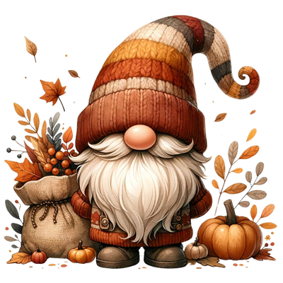 Festive Gnome 8 Fall Thanksgiving DTF (direct-to-film) Transfer