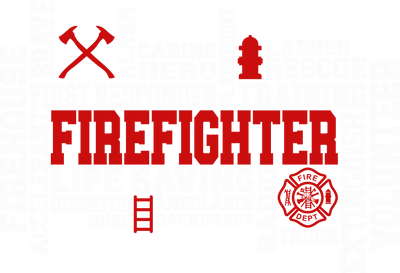 Firefighter Word Puzzle White and Red DTF (direct-to-film) Transfer