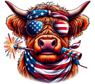 Firework in Mouth of USA Cow DTF (direct-to-film) Transfer