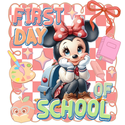 First Day Back Minnie in Brown Shoes DTF (direct-to-film) Transfer