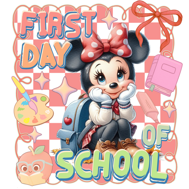 First Day Back Minnie in Brown Shoes DTF (direct-to-film) Transfer