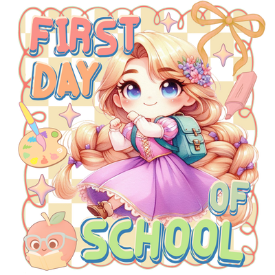 First Day Girl in Pink Dress DTF (direct-to-film) Transfer