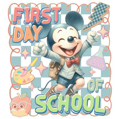 First Day Happy Mickey DTF (direct-to-film) Transfer