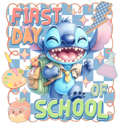 First Day Happy Stitch DTF (direct-to-film) Transfer