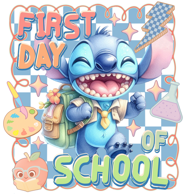 First Day Happy Stitch DTF (direct-to-film) Transfer