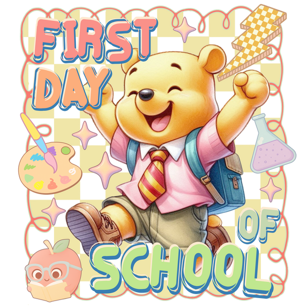 First Day Pooh in Boots DTF (direct-to-film) Transfer
