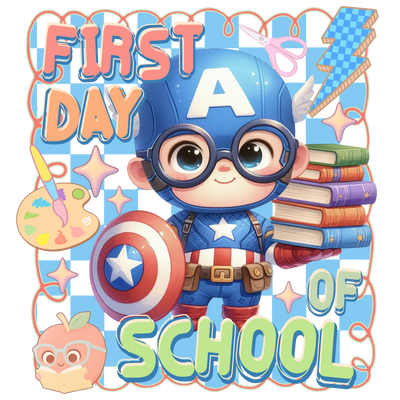First Day of School Baby & Books DTF (direct-to-film) Transfer