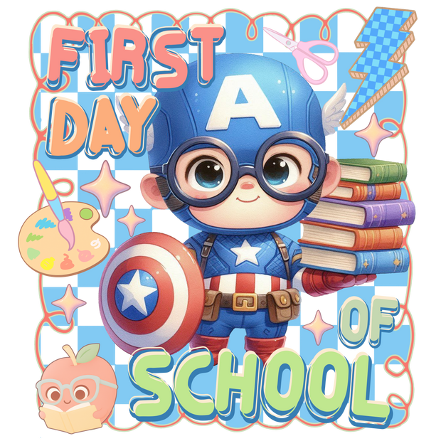 First Day of School Baby & Books DTF (direct-to-film) Transfer
