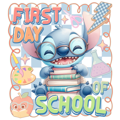 First Day of School Blue Stitch DTF (direct-to-film) Transfer
