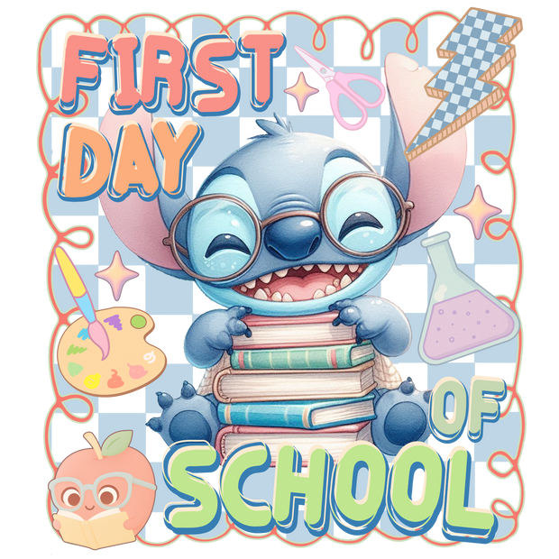 First Day of School Blue Stitch DTF (direct-to-film) Transfer