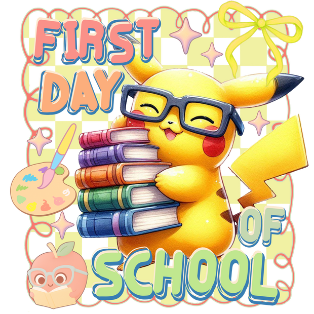 First Day of School Carrying Books DTF (direct-to-film) Transfer
