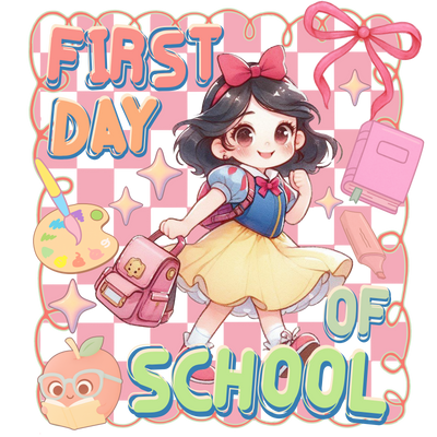 First Day of School Girl & Paint DTF (direct-to-film) Transfer