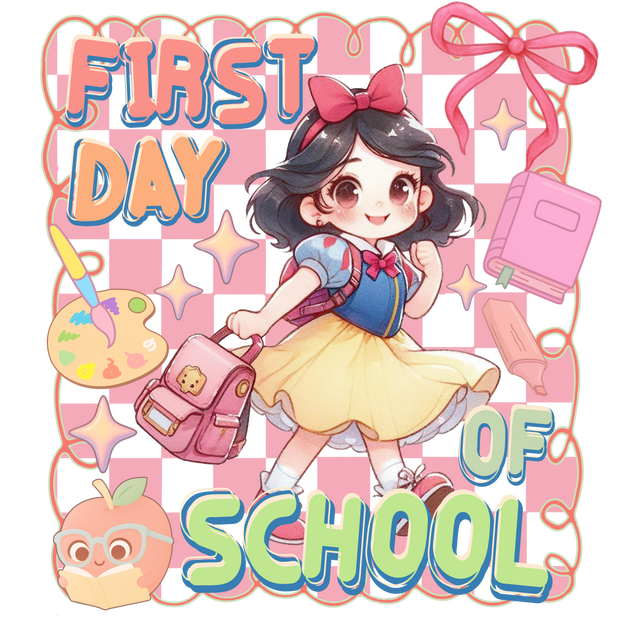 First Day of School Girl & Paint DTF (direct-to-film) Transfer