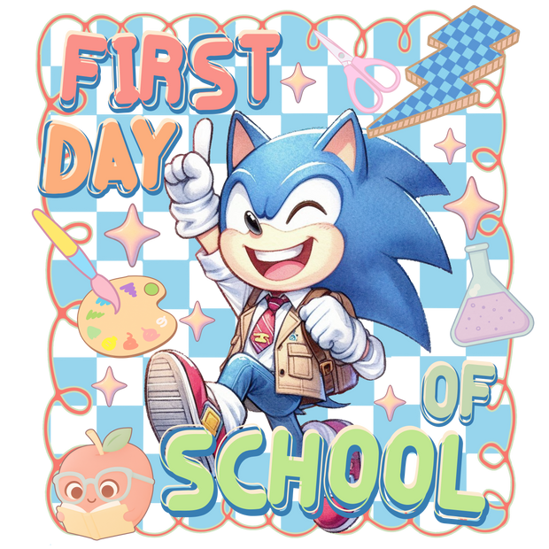 First Day of School Hedgehog DTF (direct-to-film) Transfer