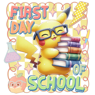 First Day of School Pokemon & Books DTF (direct-to-film) Transfer