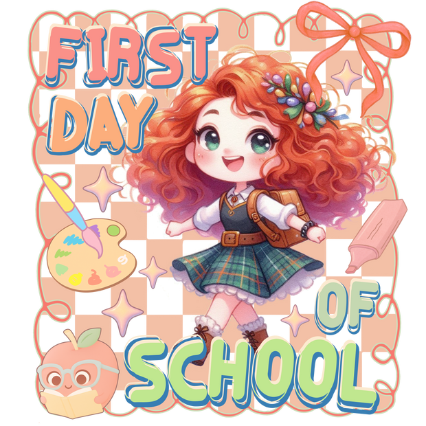 First Day of School Red Head DTF (direct-to-film) Transfer