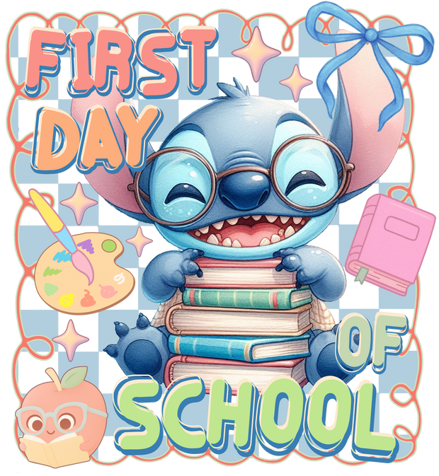 First Day of School Stitch Showing Teeth DTF (direct-to-film) Transfer