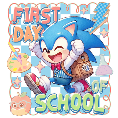First Day of School Winking Hedgehog DTF (direct-to-film) Transfer