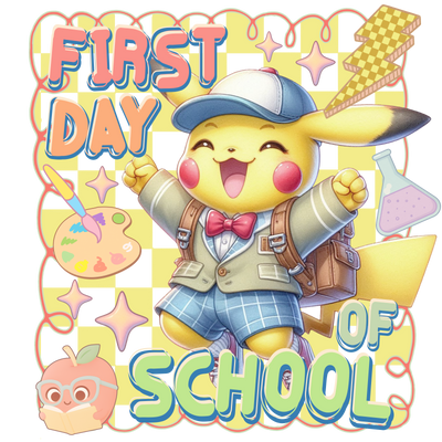 First Day of School Yellow Lightning Bolt DTF (direct-to-film) Transfer