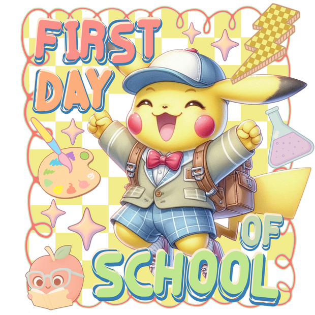 First Day of School Yellow Lightning Bolt DTF (direct-to-film) Transfer