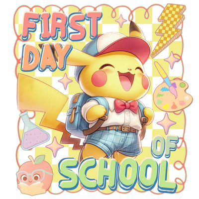 First Day of School Yellow Plaid DTF (direct-to-film) Transfer