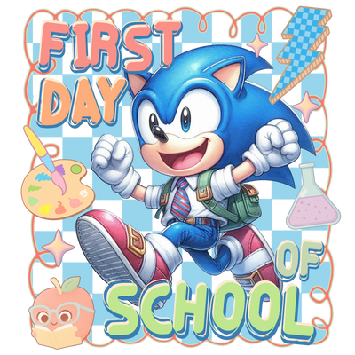 First Day of School in Red Tennis Shoes DTF (direct-to-film) Transfer