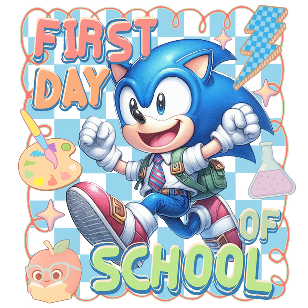First Day of School in Red Tennis Shoes DTF (direct-to-film) Transfer