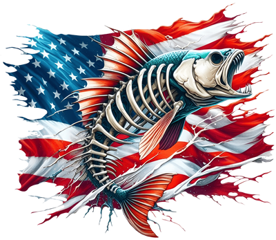 Fish Bones Shredded Flag DTF (direct-to-film) Transfer
