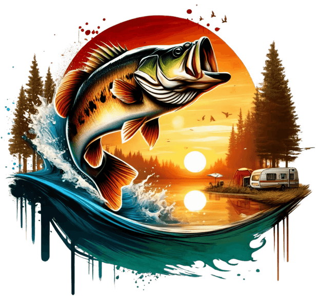 Fish Camper & Sunset DTF (direct-to-film) Transfer