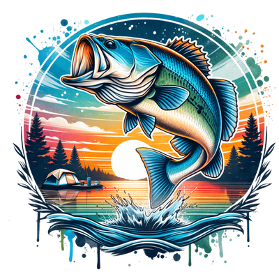 Fish Jumping Mouth Open DTF (direct-to-film) Transfer