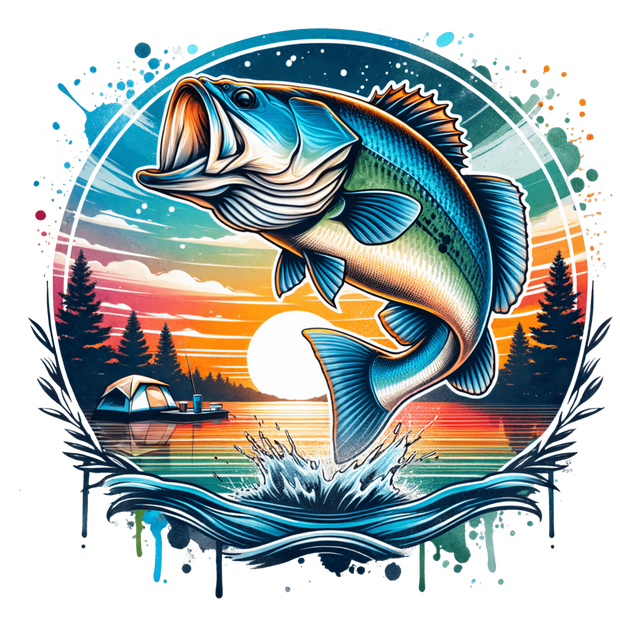 Fish Jumping Mouth Open DTF (direct-to-film) Transfer