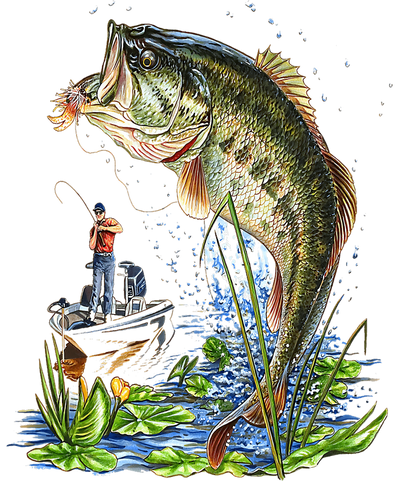 Fish Jumping by Boat DTF (direct-to-film) Transfer